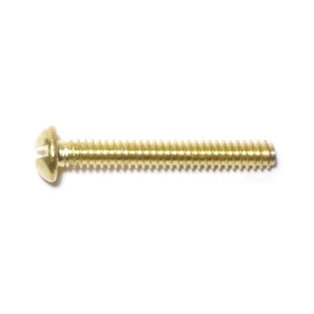 Midwest Fastener #6-32 x 1 in Slotted Round Machine Screw, Plain Brass, 36 PK 62014